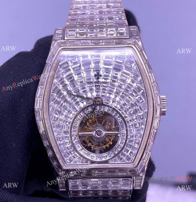 Iced Out Vacheron Constantin Malta Series P30630 Watch Full Diamond Stainless Steel Strap